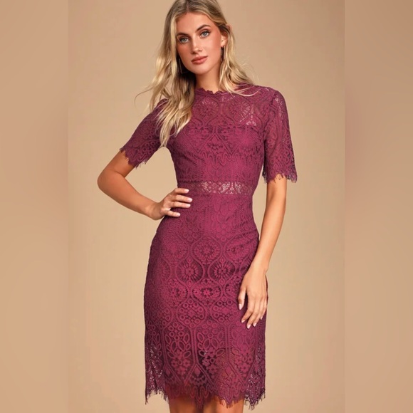 Lulus Dresses & Skirts - NWOT Lulus Remarkable Burgundy Lace Dress